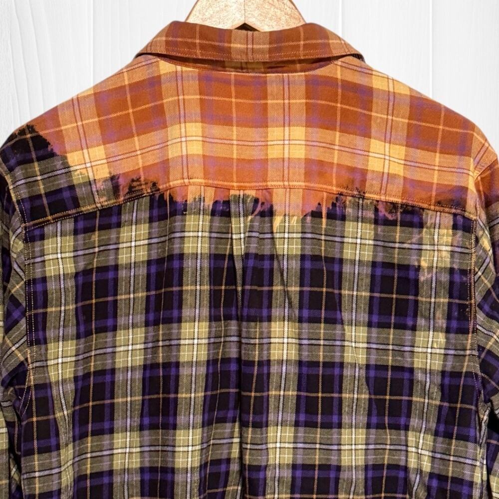 Upcycled Custom Bleached Distressed Flannel Shirt - Picture 12 of 12